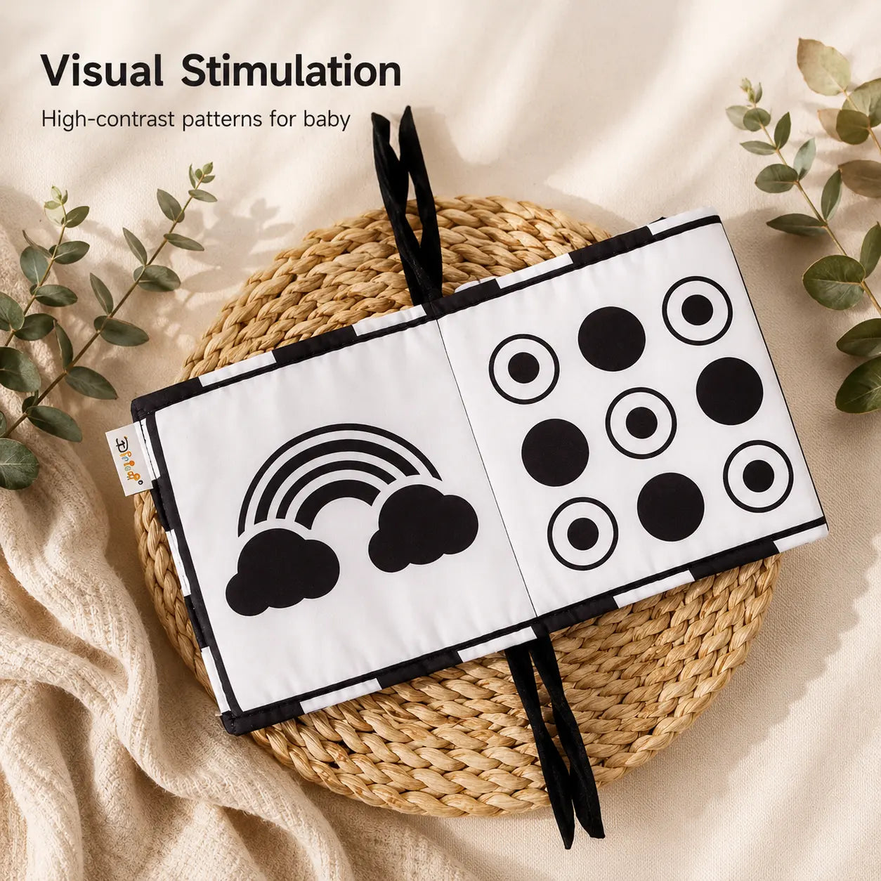 High Contrast Black White Baby Cloth Book