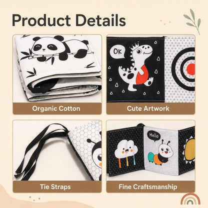 High Contrast Black White Baby Cloth Book