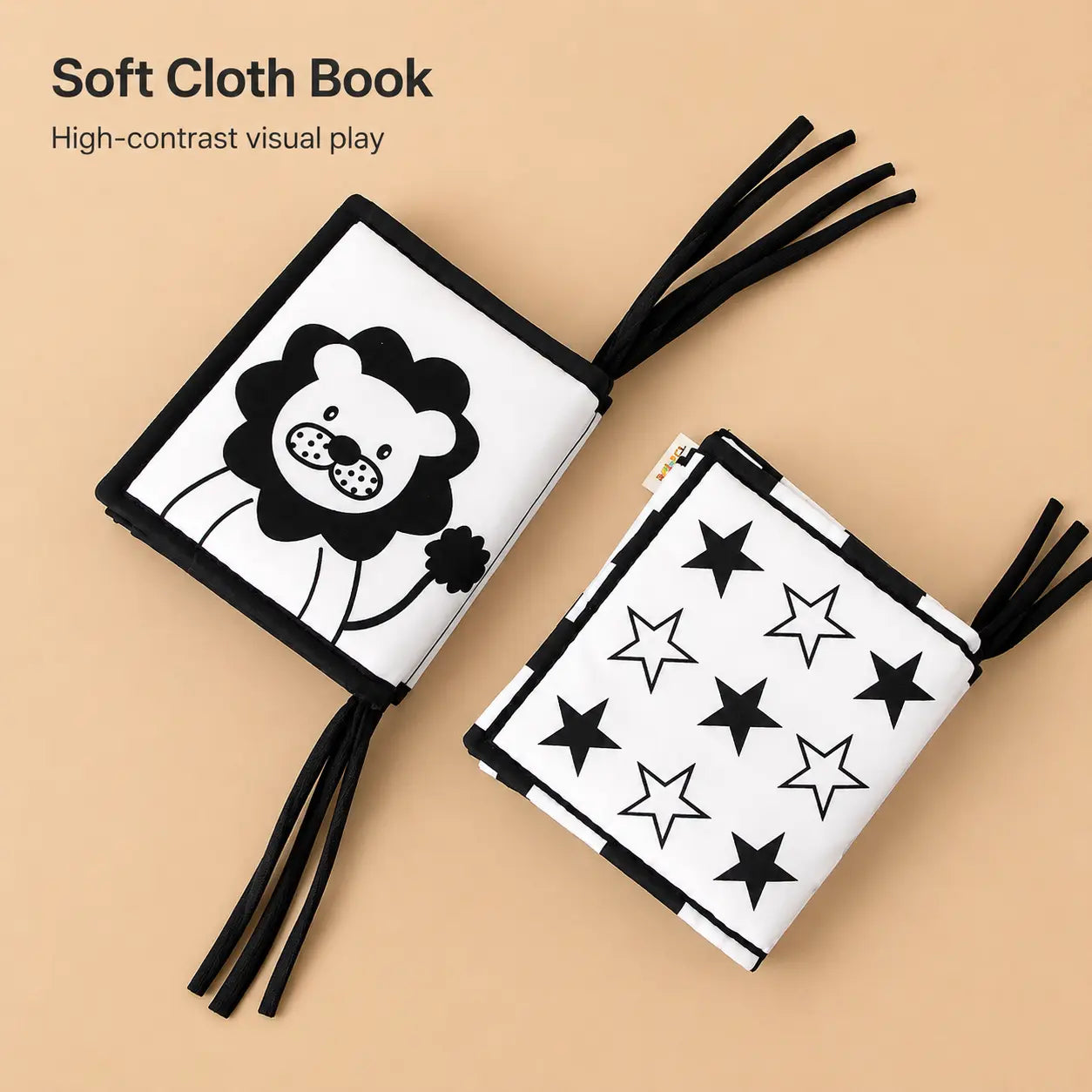 High Contrast Black White Baby Cloth Book