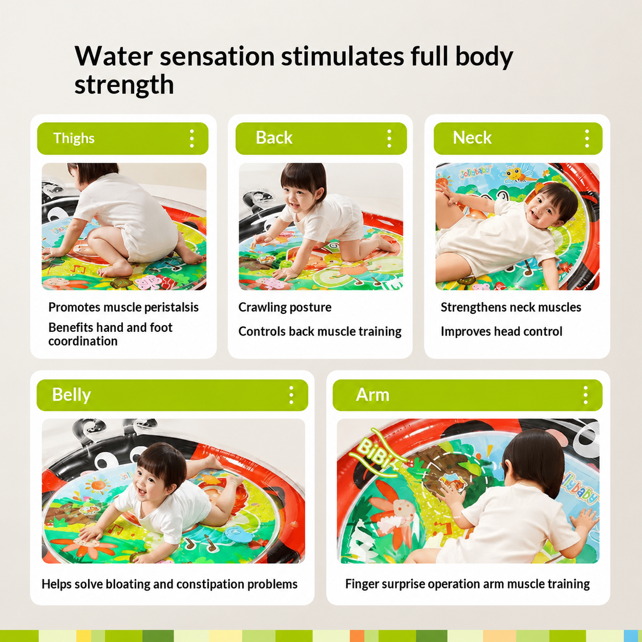 Inflatable baby duck tummy time water mat with colorful sensory design, portable storage, air pump, and indoor outdoor play features for infants and toddlers.
