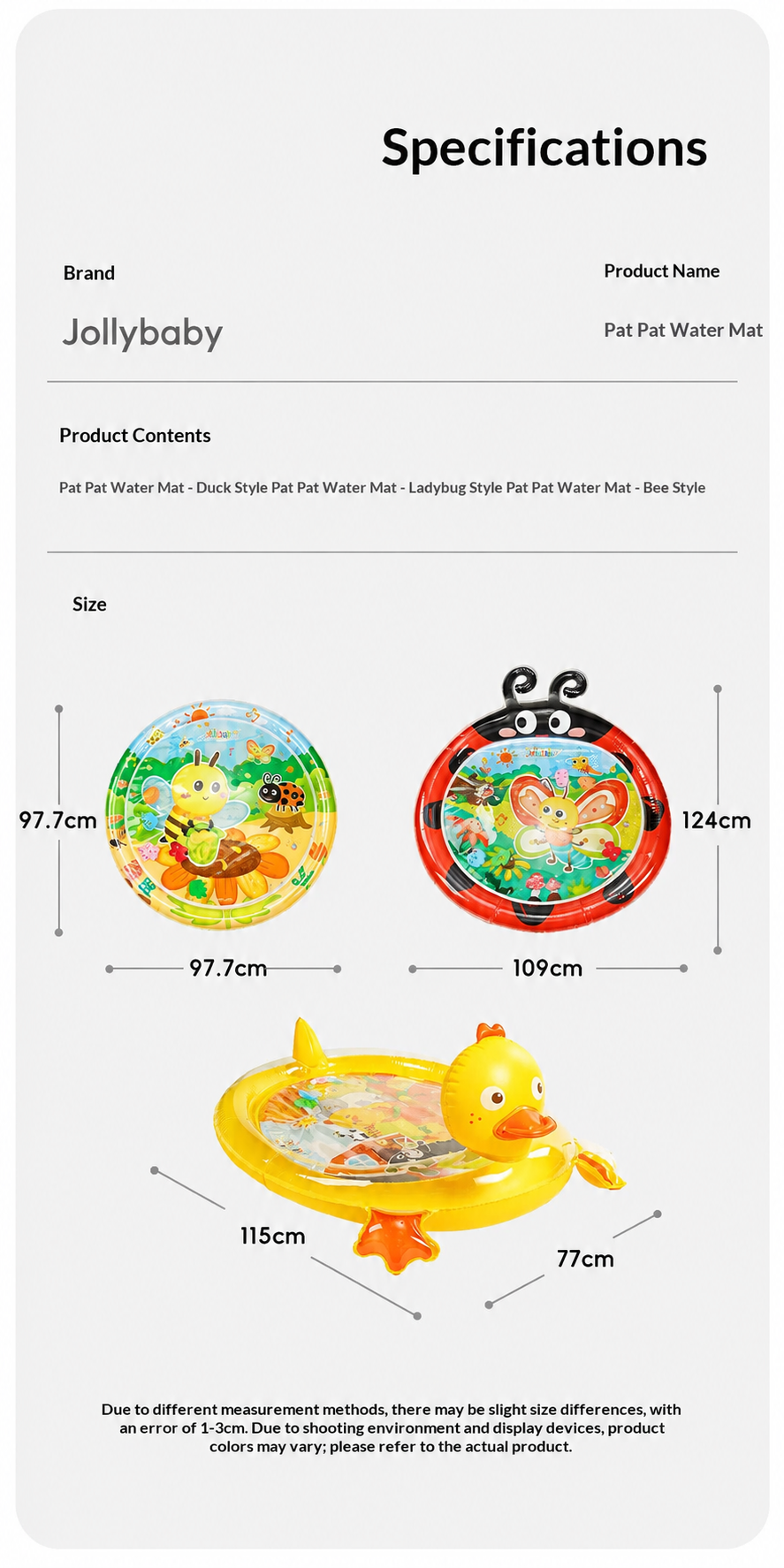 Inflatable baby duck tummy time water mat with colorful sensory design, portable storage, air pump, and indoor outdoor play features for infants and toddlers.