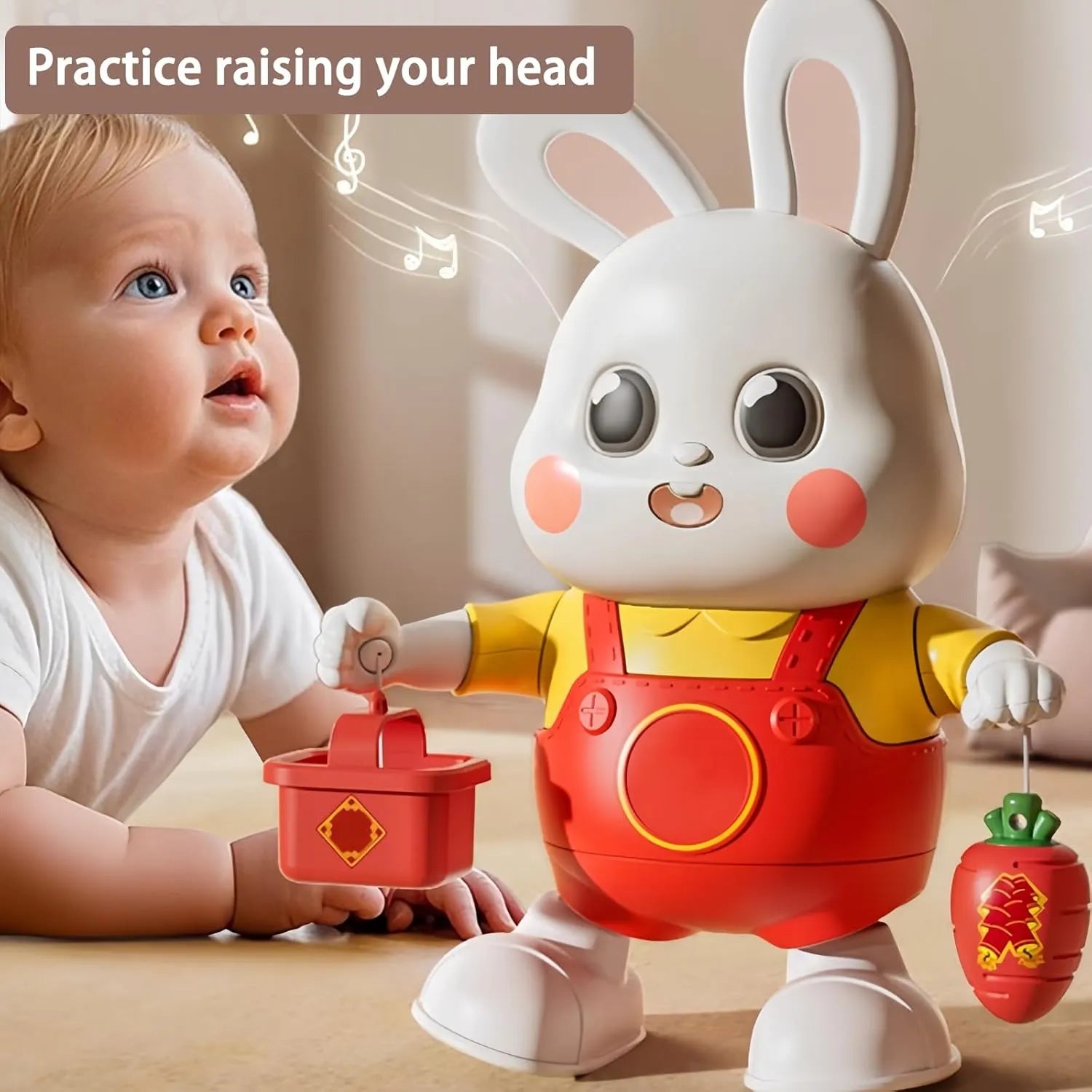 Interactive Singing Dancing Bunny Toy - Head Up Training for Babies 0-12 Months