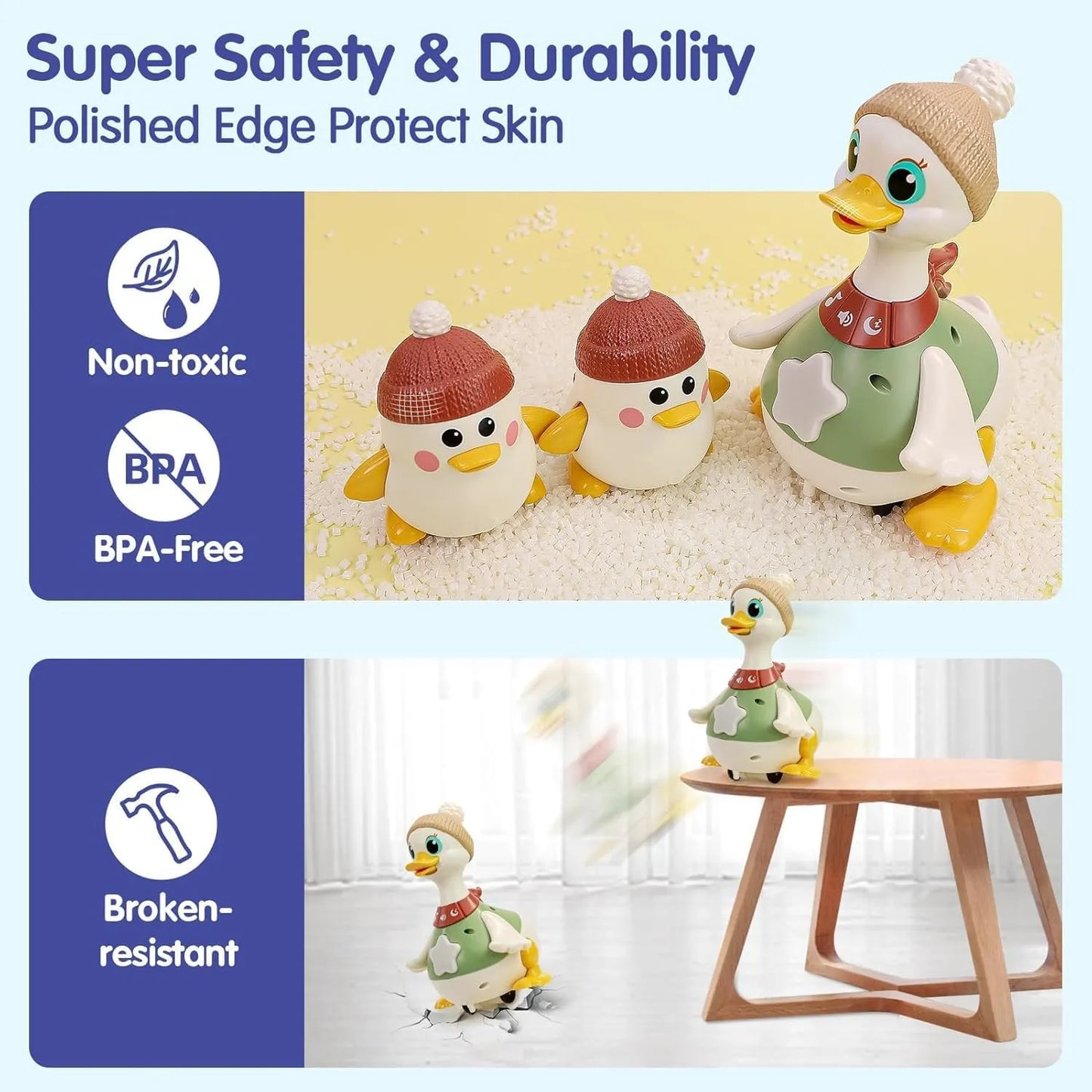 Interactive Waddling Goose Toy - Educational Push & Pull Baby Toy for Toddlers 6-24 Months
