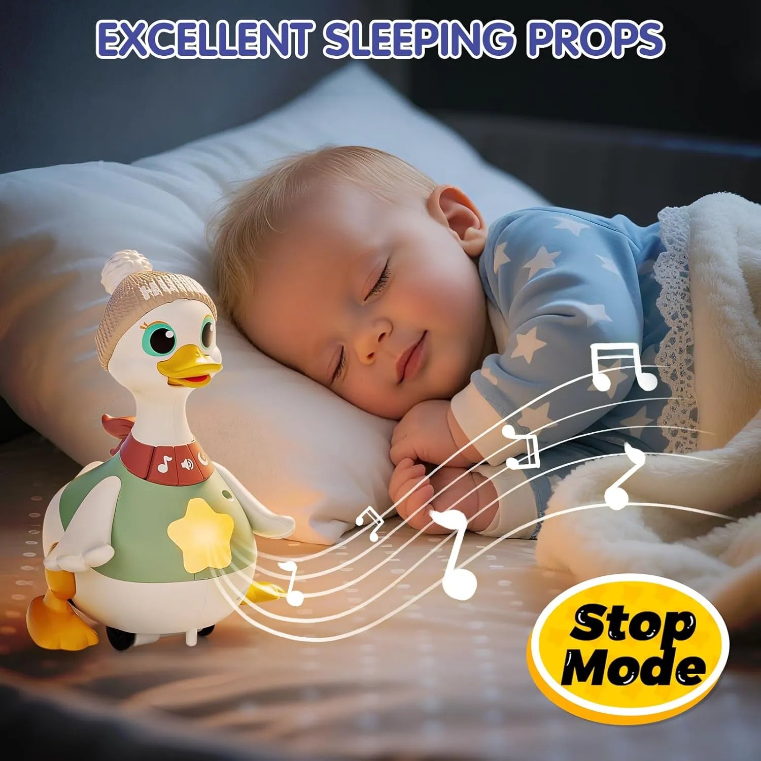 Interactive Waddling Goose Toy - Educational Push & Pull Baby Toy for Toddlers 6-24 Months
