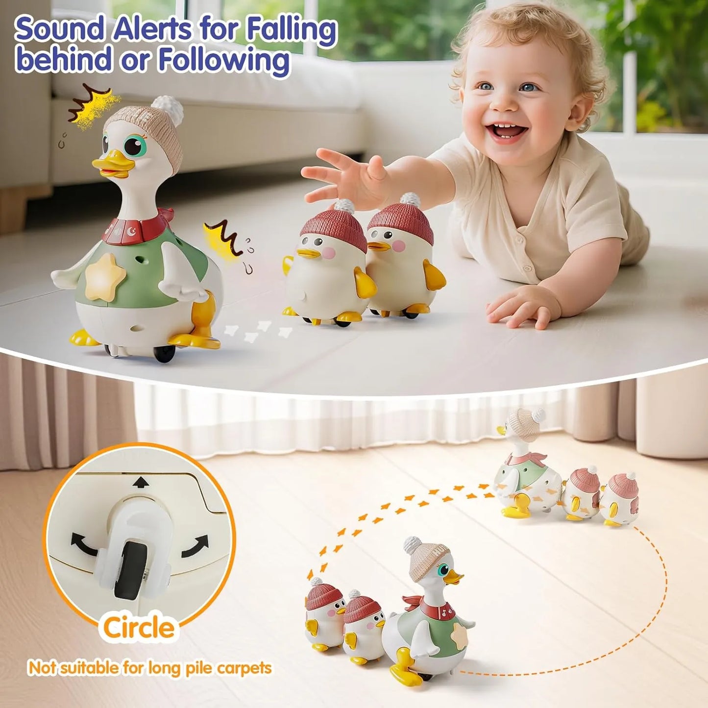 Interactive Waddling Goose Toy - Educational Push & Pull Baby Toy for Toddlers 6-24 Months