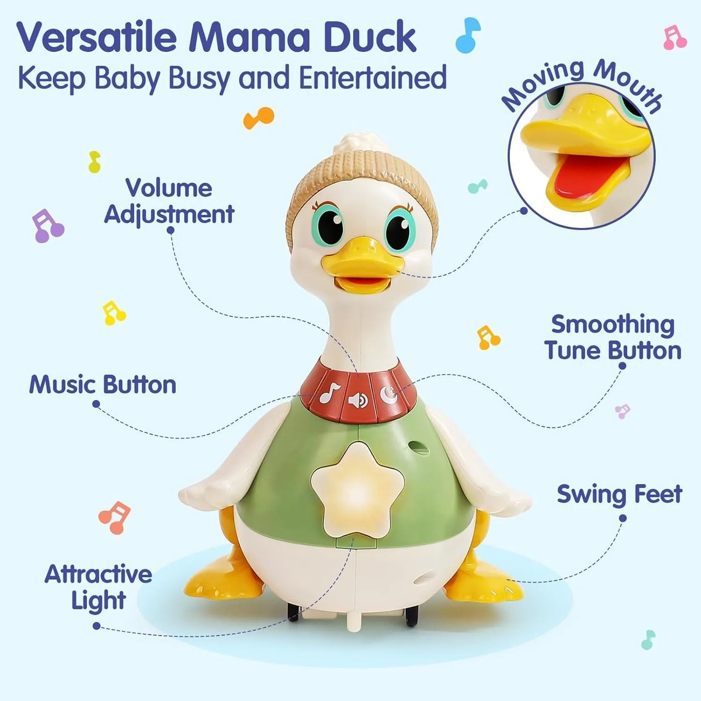 Interactive Waddling Goose Toy - Educational Push & Pull Baby Toy for Toddlers 6-24 Months
