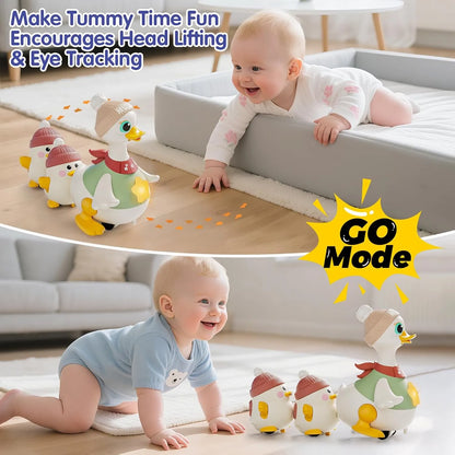 Interactive Waddling Goose Toy - Educational Push & Pull Baby Toy for Toddlers 6-24 Months