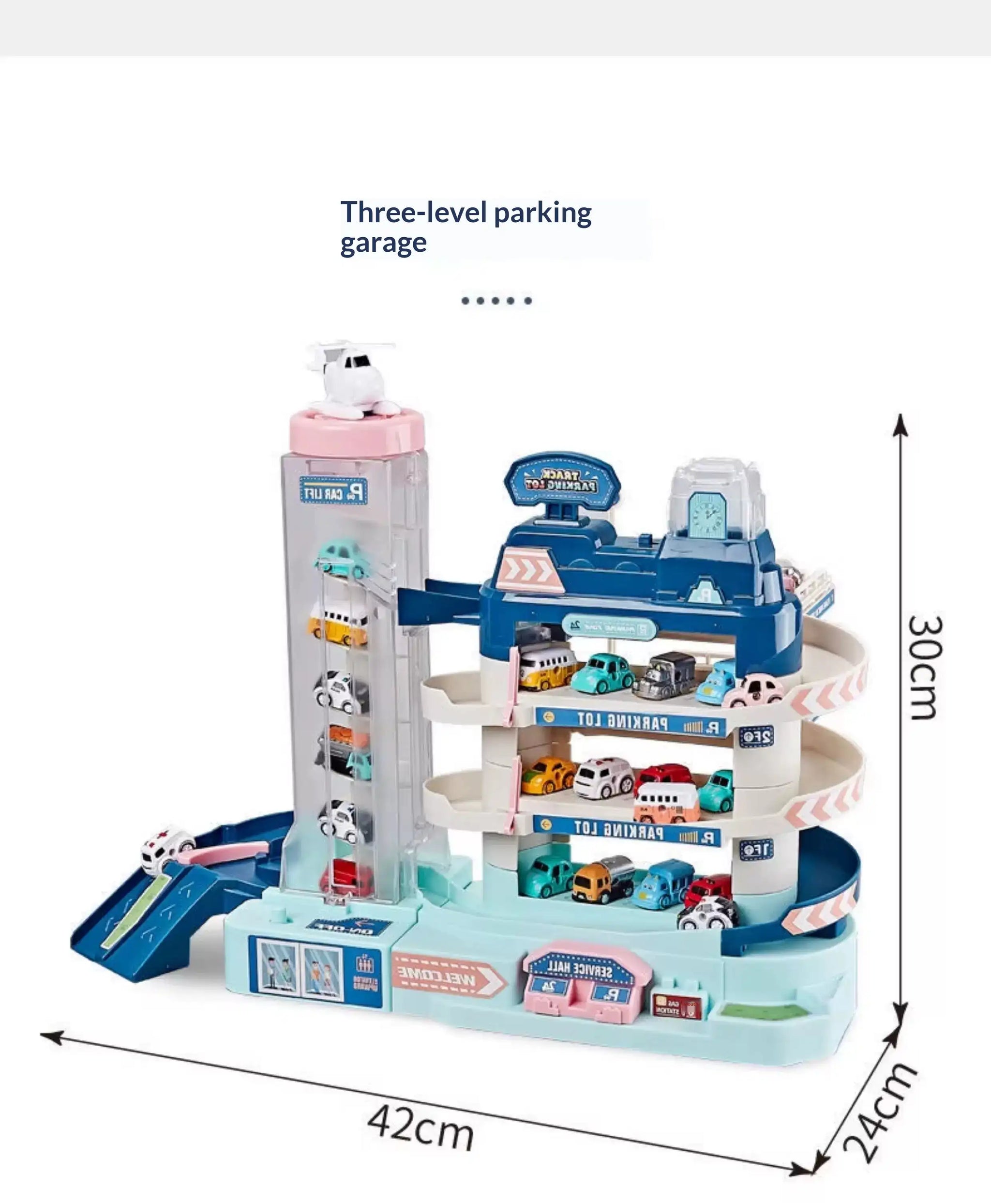 MEACAOFGKidsElectricParkingGarageToySetwithCarElevator_RampTrack_MiniCars_InteractiveCityParkingLotPlaysetforToddlersandChildren_2