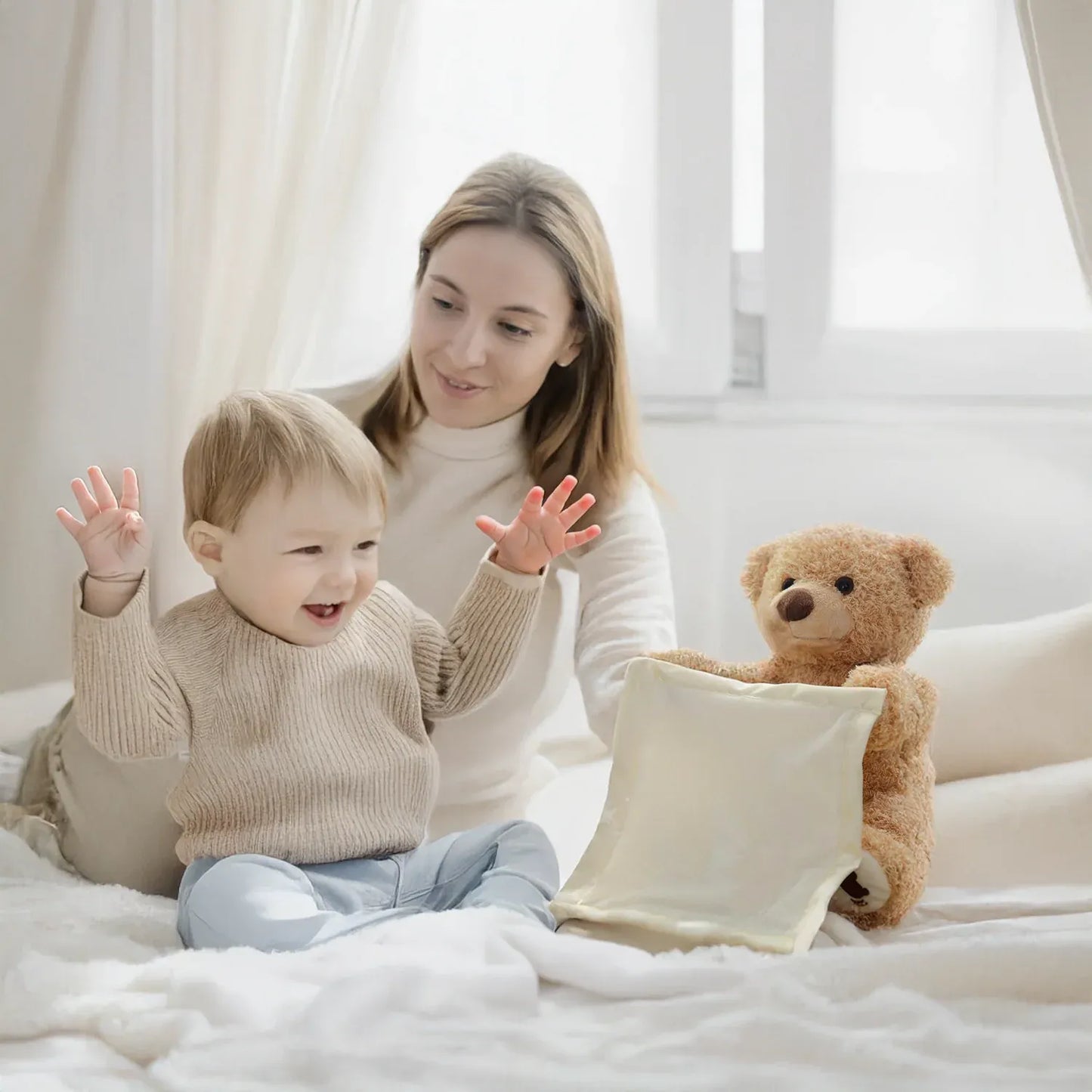 MEACAOFG Peekaboo Baby Bear Toy - Interactive Hide & Seek Plush Toy for Infants