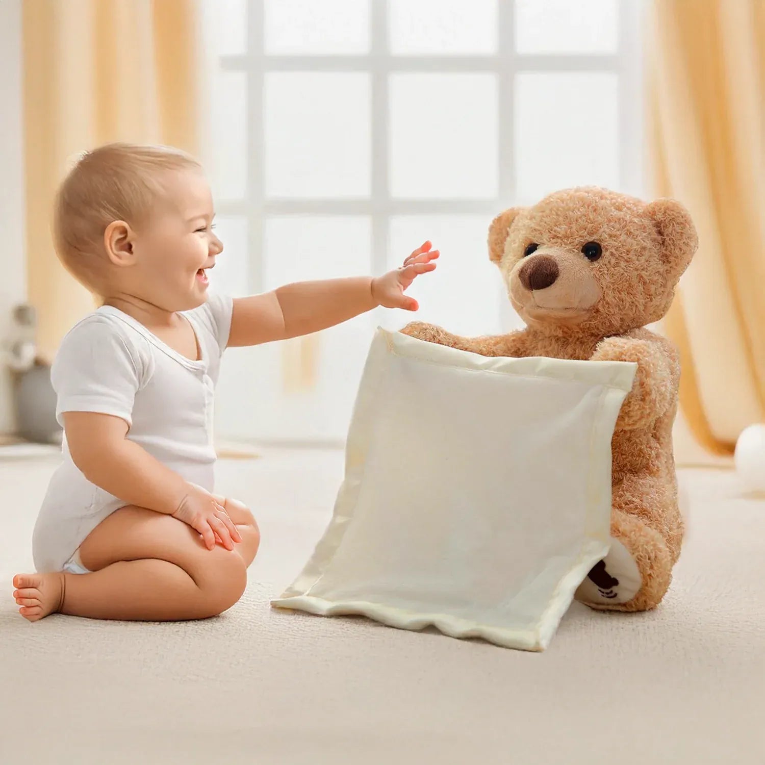 MEACAOFG Peekaboo Baby Bear Toy - Interactive Hide & Seek Plush Toy for Infants