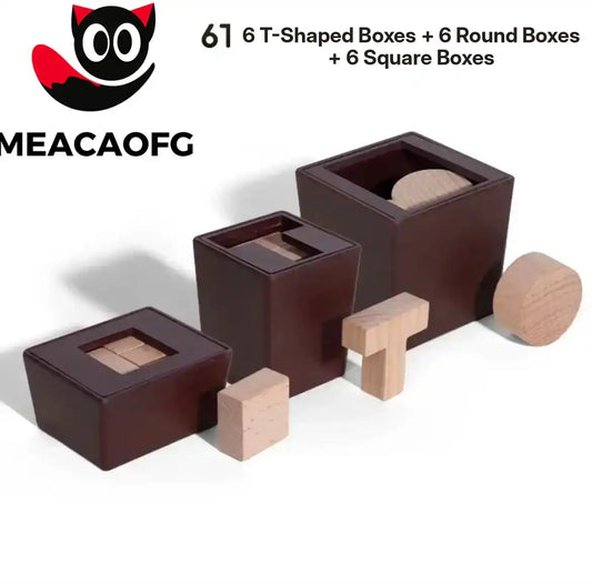 MEACAOFG 6-in-1 Round Puzzle Box Set - Educational Brain Teaser Games for Kids Ages 3+