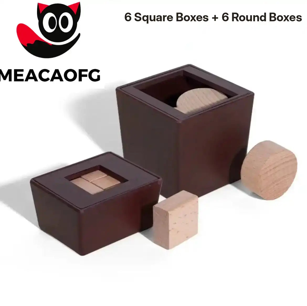 MEACAOFG 6-in-1 Round Puzzle Box Set - Educational Brain Teaser Games for Kids Ages 3+
