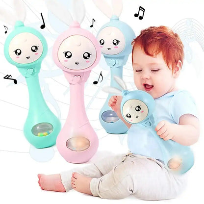 Toneek Baby Musical Rattle and Teethers, Sing Rabbit Baby Toy with 6 Classic Songs and Light for Toddlers Infant - MEACAOFG