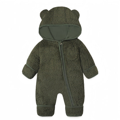 Newborn Baby Bear Outfit With Fold-Over Mittens and Footies