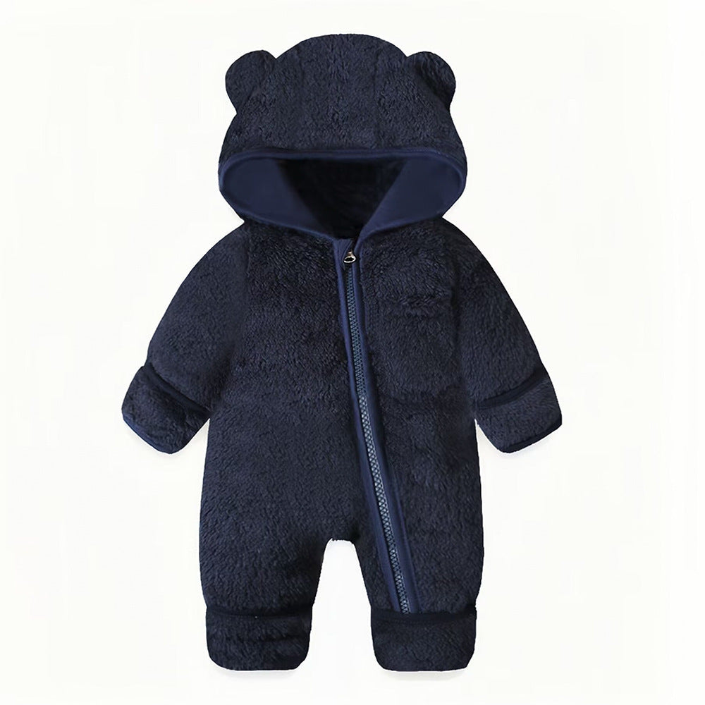 Newborn Baby Bear Outfit With Fold-Over Mittens and Footies