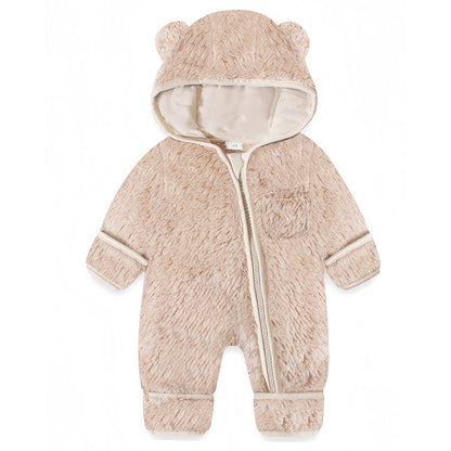 Newborn Baby Bear Outfit With Fold-Over Mittens and Footies