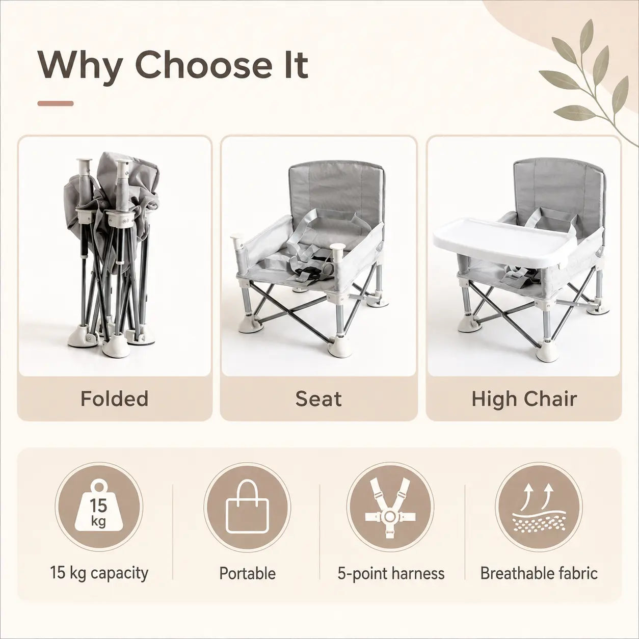 Portable Foldable Booster Seat for Toddlers