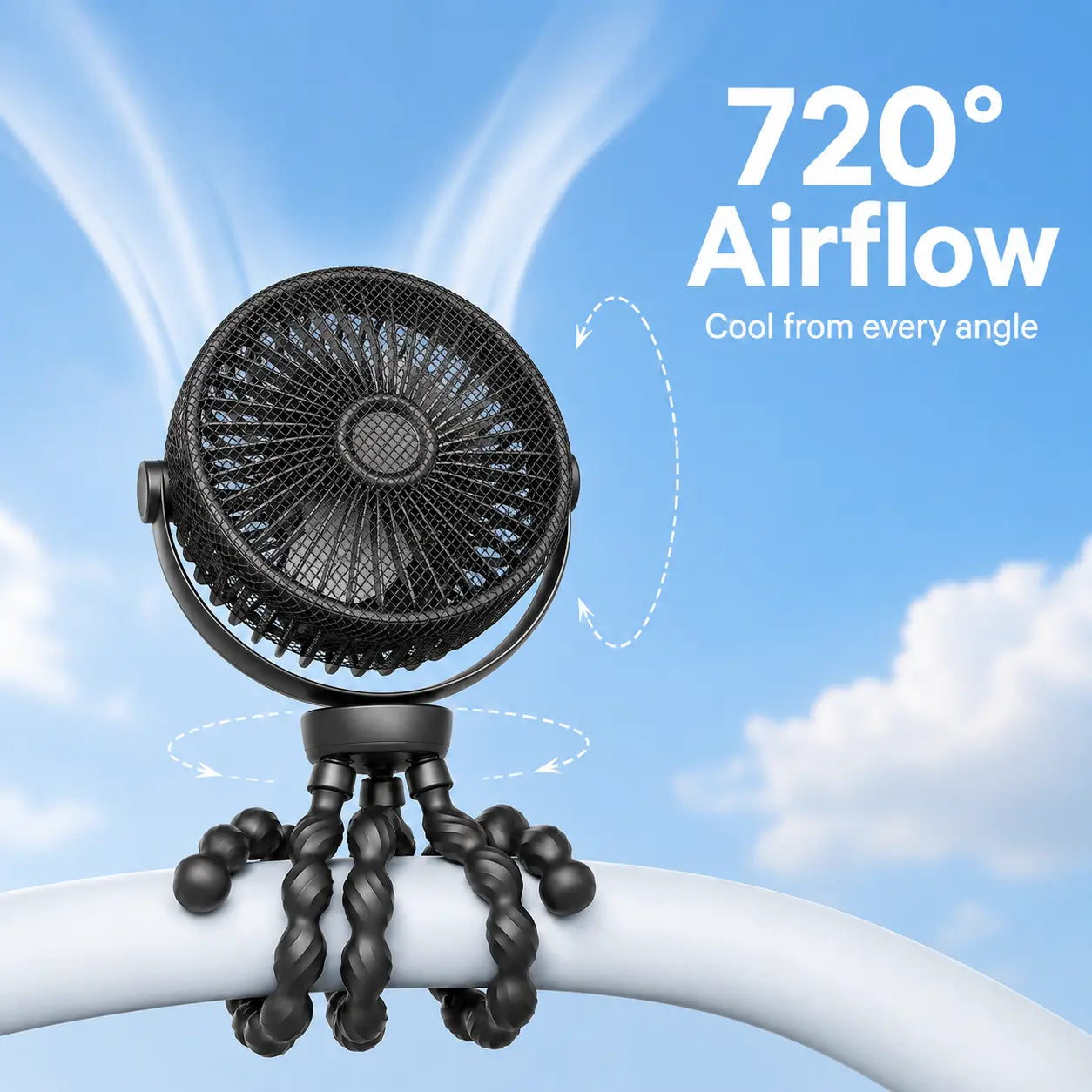 Portable Anti-Pinch Baby Stroller Fan