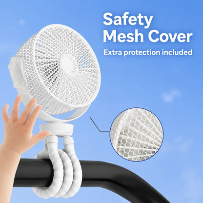 Portable Anti-Pinch Baby Stroller Fan