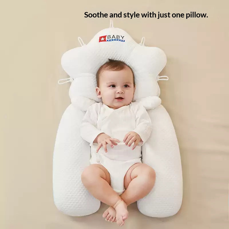Breathable baby sleeping pillow in crib