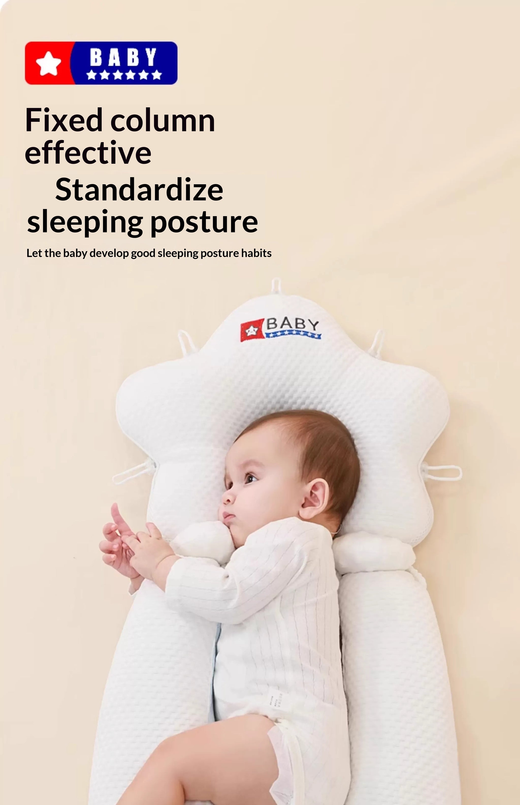 Memory foam baby sleeping pillow support