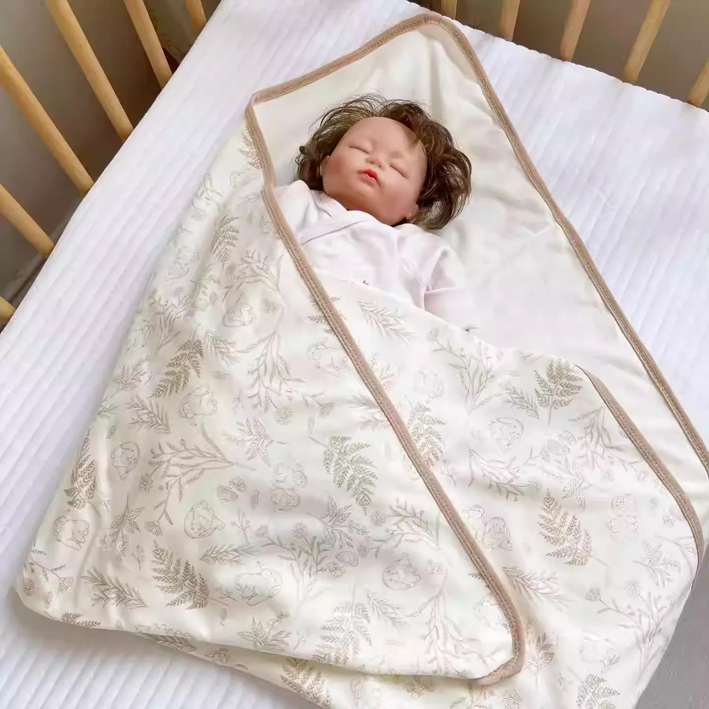 Premium Rabbit-Print 100% Cotton Swaddle Blanket - Ultra Soft Baby Muslin Wrap 90x90cm