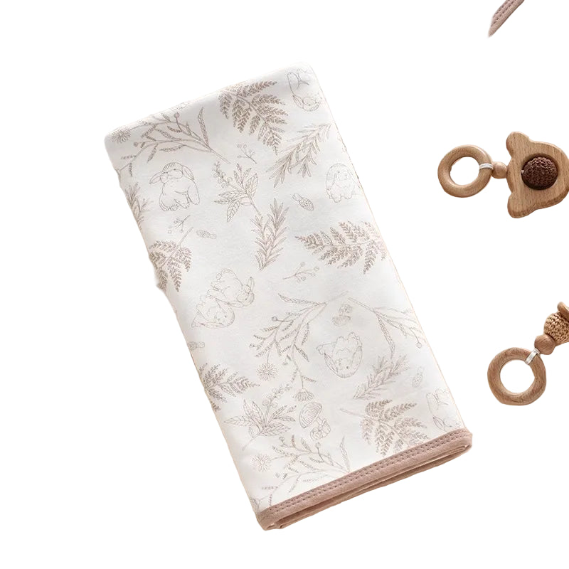 Premium Rabbit-Print 100% Cotton Swaddle Blanket - Ultra Soft Baby Muslin Wrap 90x90cm