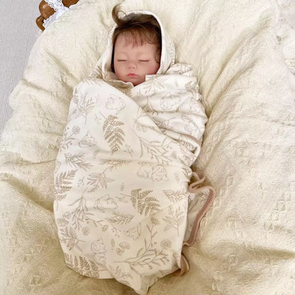 Premium Rabbit-Print 100% Cotton Swaddle Blanket - Ultra Soft Baby Muslin Wrap 90x90cm
