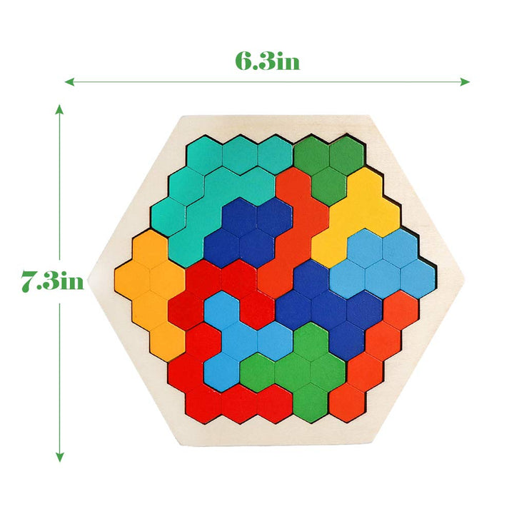 Wooden Hexagon Puzzle for Kid MEACAOFG