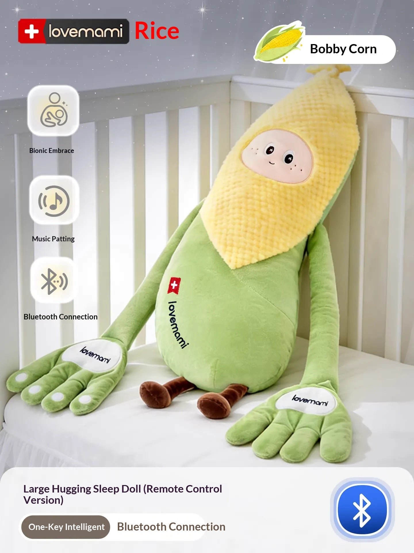 Lovemami smart baby soothing toy mimicking a mother's hand patting a sleeping newborn for better sleep quality.