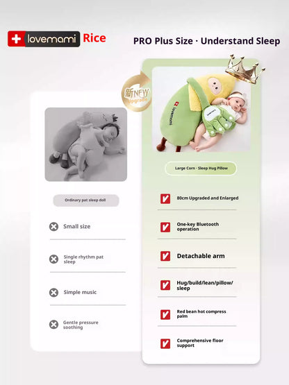 Lovemami smart baby soothing toy mimicking a mother's hand patting a sleeping newborn for better sleep quality.
