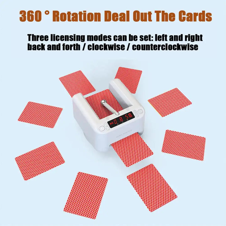 Automatic Card Dealer Machine, 360° Rotating Portable Card Splitting Machine with Poker Tablecloth Rechargeable Playing Card Shuffler for 2-8 people game white - MEACAOFG