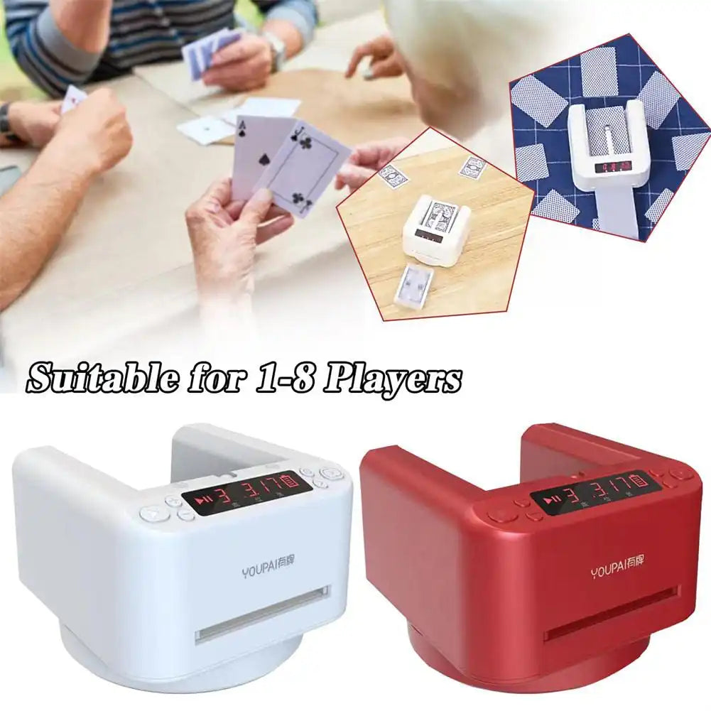 Automatic Card Dealer Machine, 360° Rotating Portable Card Splitting Machine with Poker Tablecloth Rechargeable Playing Card Shuffler for 2-8 people game white - MEACAOFG