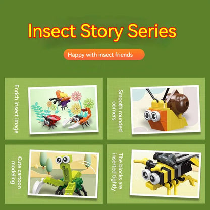 MEACAOFG Mini Insect Series Building Block Ladybug Dragonfly Butterfly Snail Wasp Mantis Beetle Bricks Toys Christmas Gifts For Children