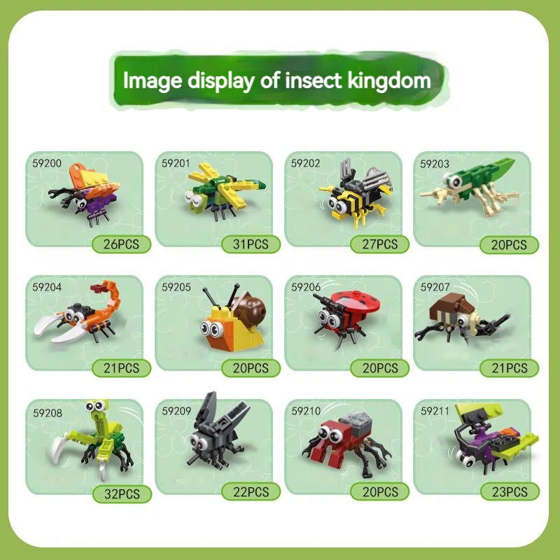 MEACAOFG Mini Insect Series Building Block Ladybug Dragonfly Butterfly Snail Wasp Mantis Beetle Bricks Toys Christmas Gifts For Children