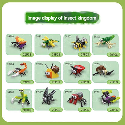 MEACAOFG Mini Insect Series Building Block Ladybug Dragonfly Butterfly Snail Wasp Mantis Beetle Bricks Toys Christmas Gifts For Children