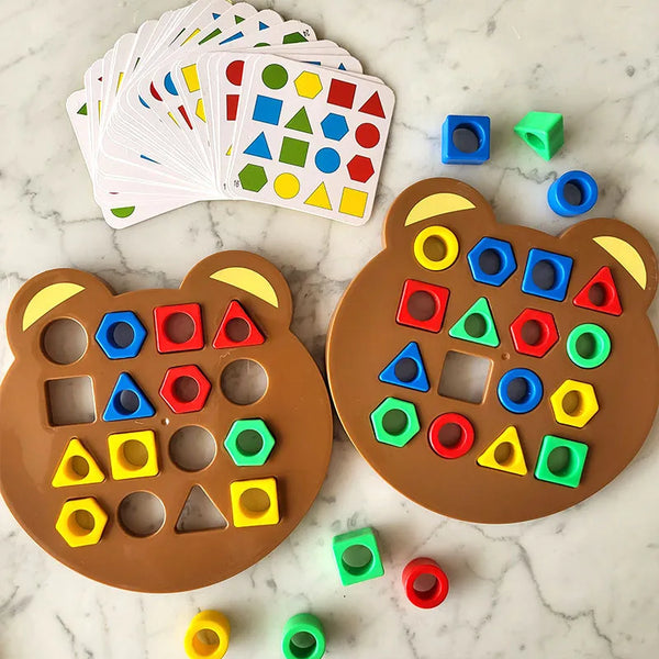 MEACAOFG DIY Geometric Shape Color Matching 3D Puzzle Baby Montessori Learning Educational Interactive Battle Game Toys For Children Gift