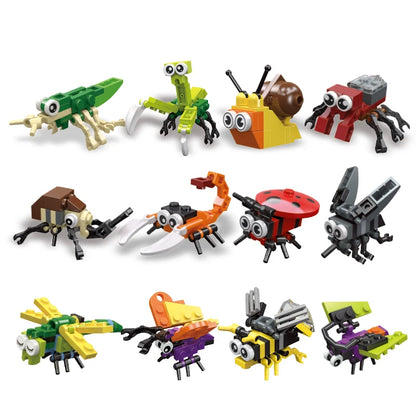 MEACAOFG Mini Insect Series Building Block Ladybug Dragonfly Butterfly Snail Wasp Mantis Beetle Bricks Toys Christmas Gifts For Children