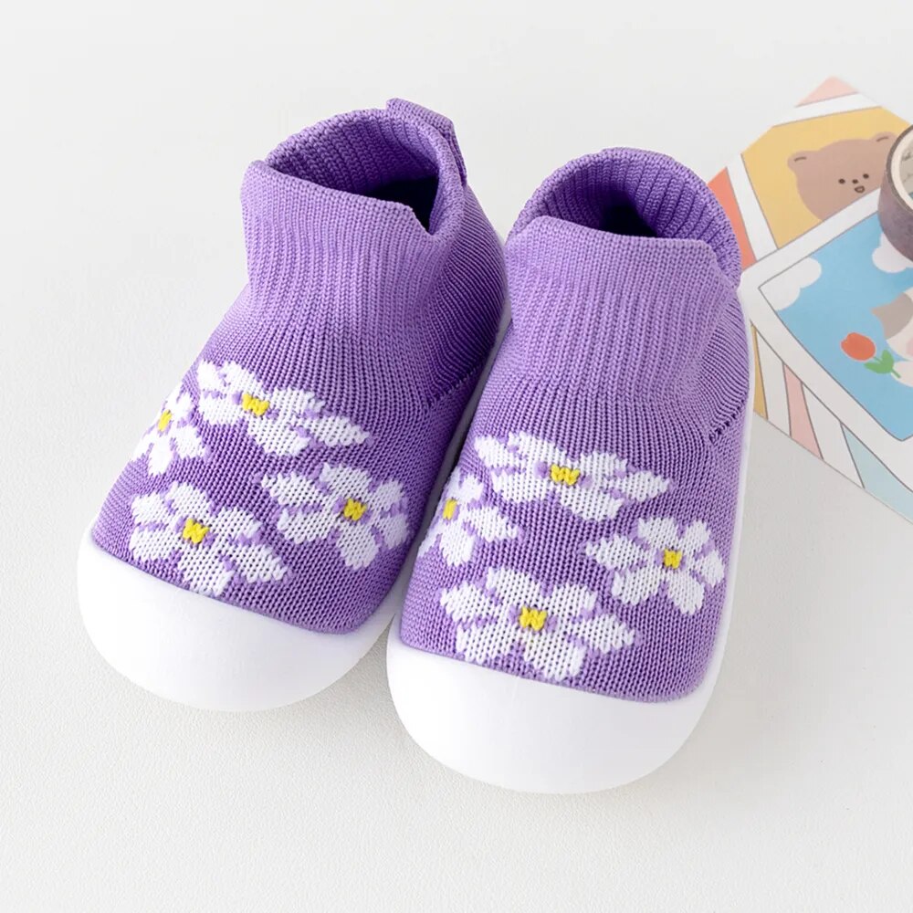 Baby Shoes - Purple Flowers