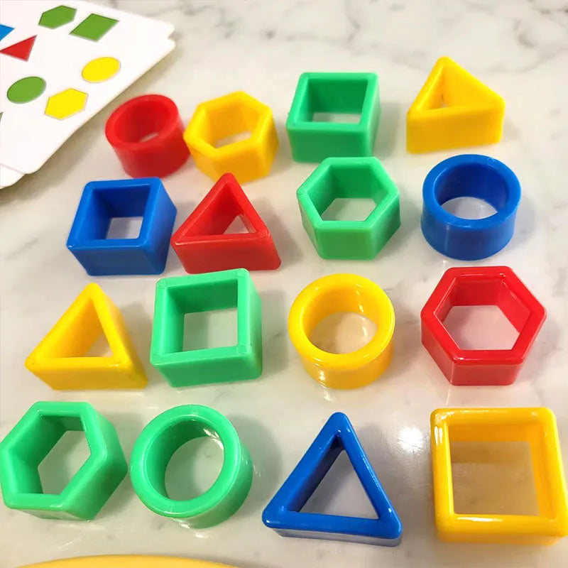 MEACAOFG DIY Geometric Shape Color Matching 3D Puzzle Baby Montessori Learning Educational Interactive Battle Game Toys For Children Gift