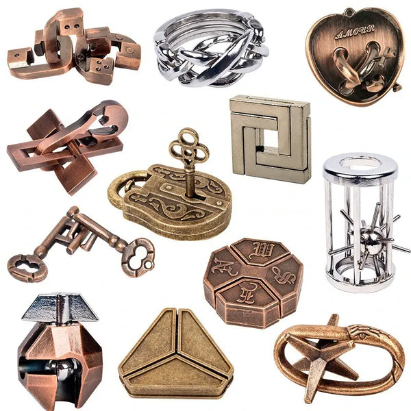 Classic IQ Metal Brain Teaser 3D Alloy Box Kong Ming Lock Puzzles Magic Baffling Puzzle Game Toys for Children Adults Funny Gift - MEACAOFG