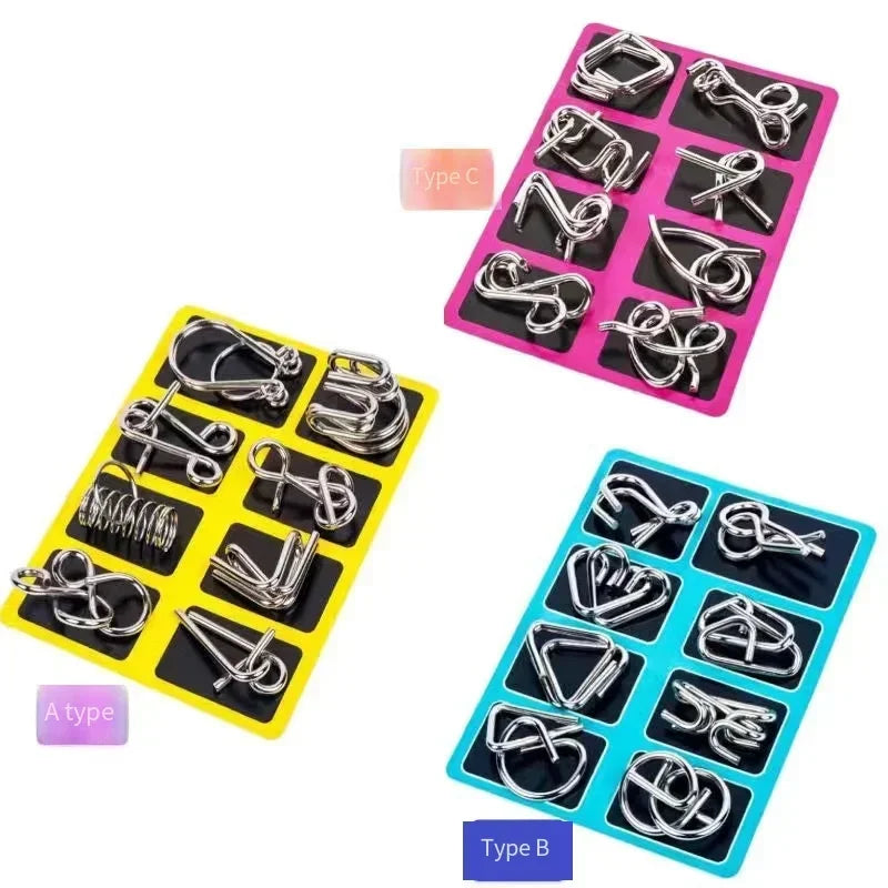 8/24/32Pcs Nine Link Series 3D Metal Puzzle Toy Release Buckle - MEACAOFG