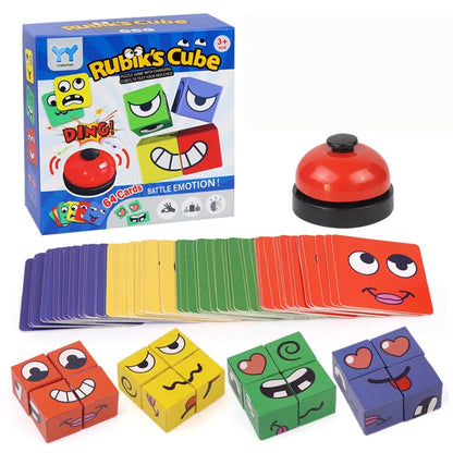 Kids Face Change Expression Puzzle Building Blocks Montessori Cube Table Game Toy Early Educational Toys for Children Gifts - MEACAOFG