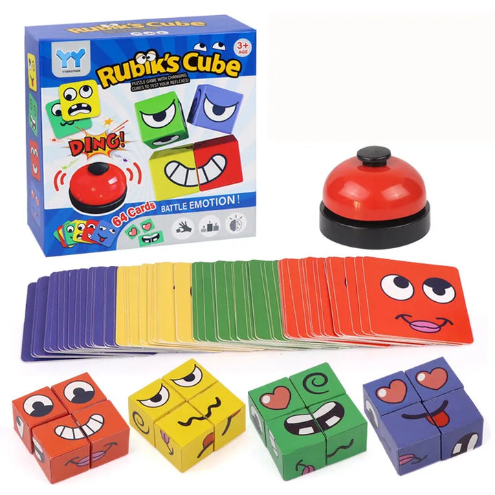 Kids Face Change Expression Puzzle Building Blocks Montessori Cube Table Game Toy Early Educational Toys for Children Gifts - MEACAOFG