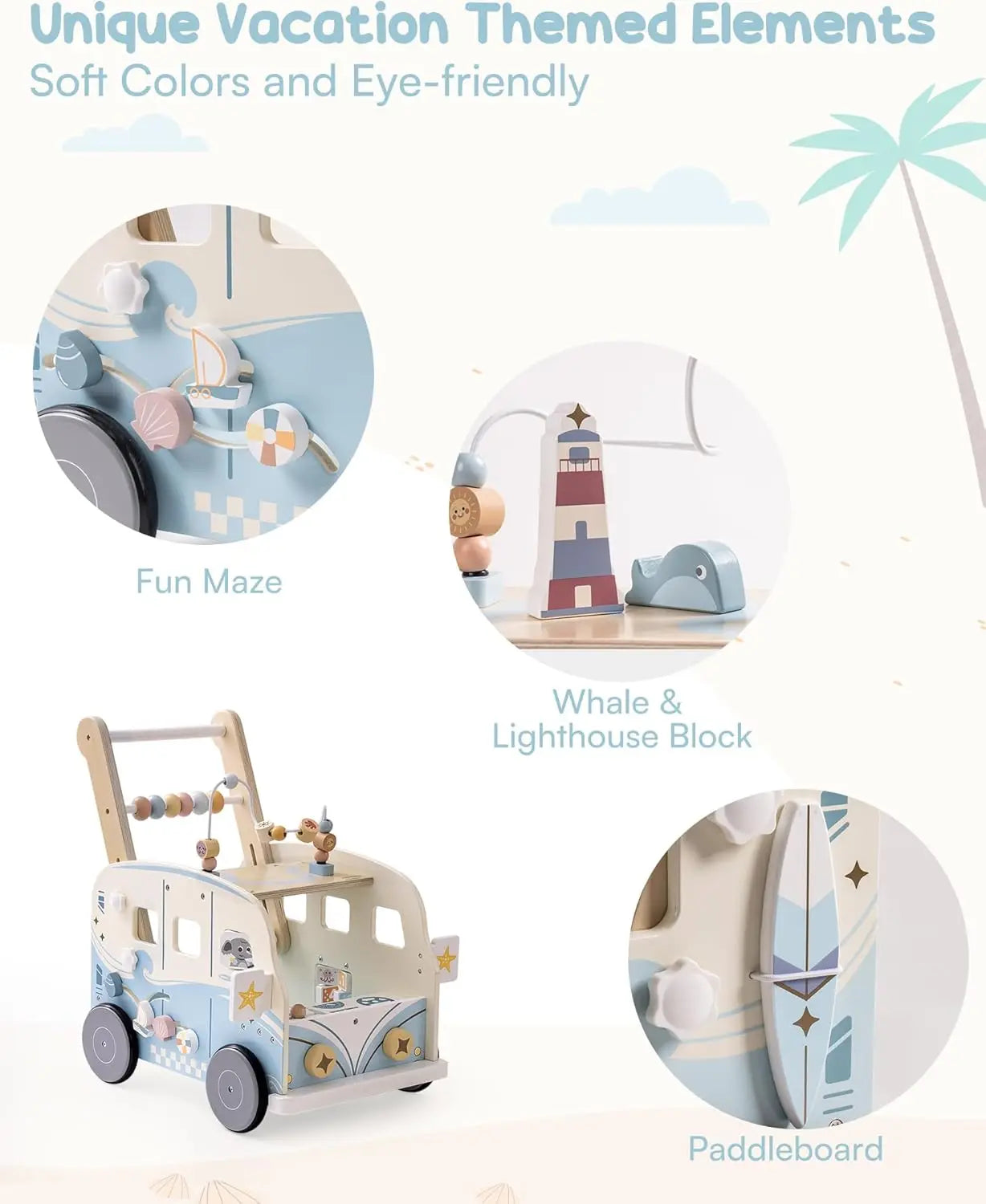 Robotime Robud Wooden Baby Walker