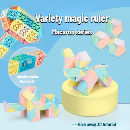 Magic Snake Ruler Puzzle 24 36 48 60 72 Segments Stress Reliever Toys Twist Folding Educational Toy Kids Child Fidget Toys Cube - MEACAOFG