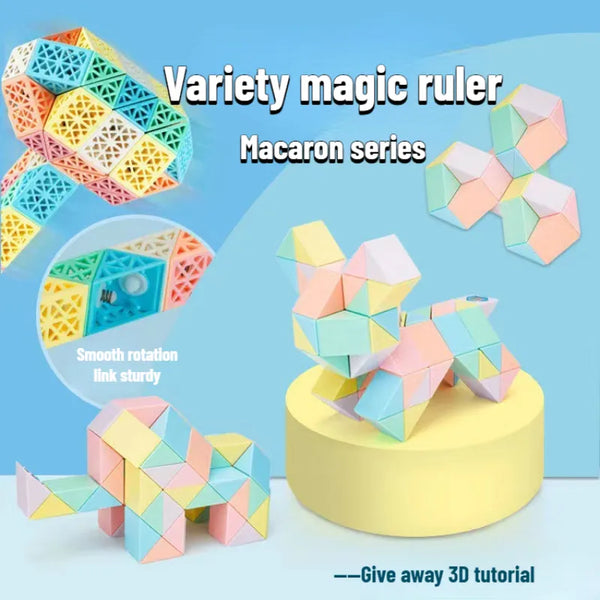 Magic Snake Ruler Puzzle 24 36 48 60 72 Segments Stress Reliever Toys Twist Folding Educational Toy Kids Child Fidget Toys Cube - MEACAOFG