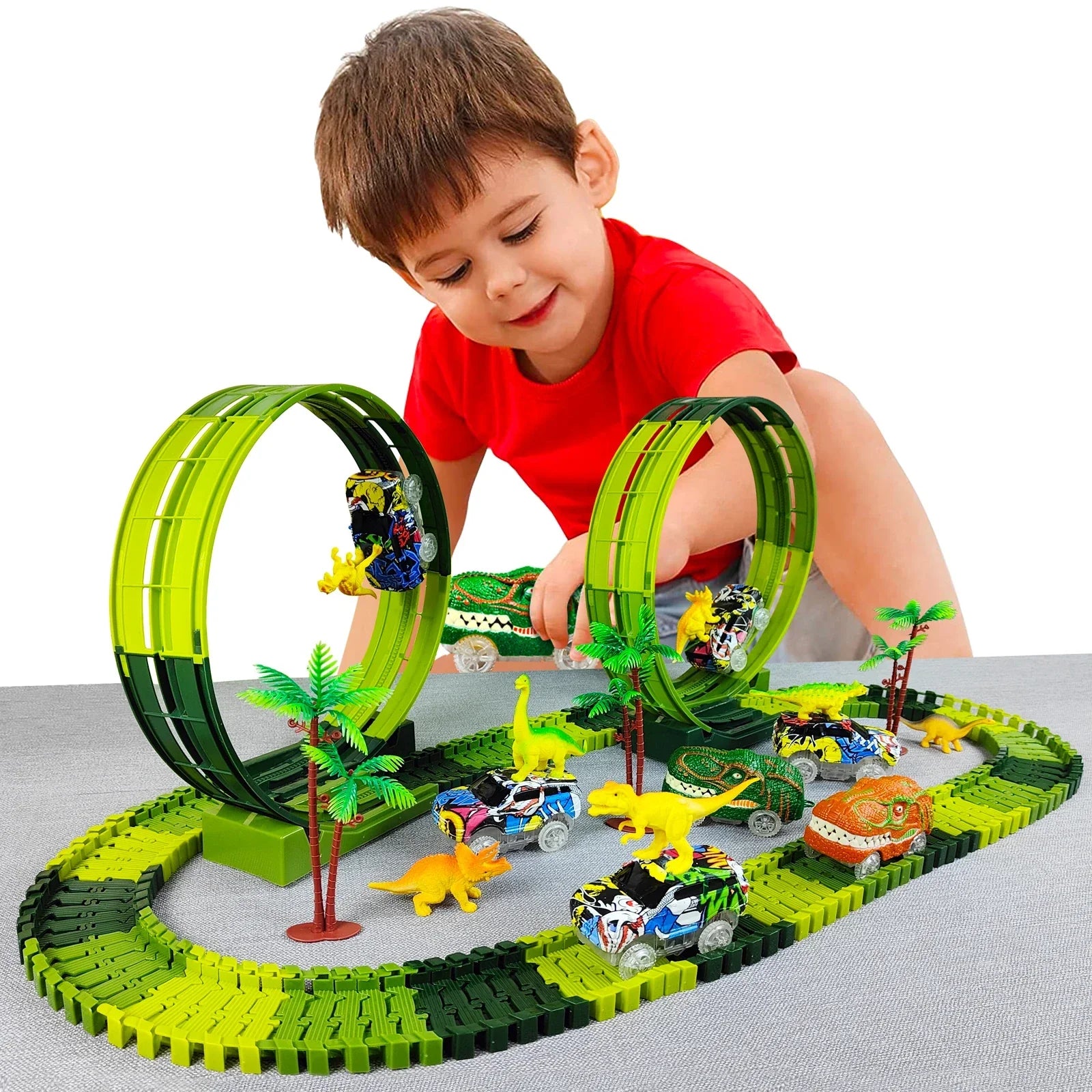 Magic Climbing electric dinosaur car Track Railway Toy