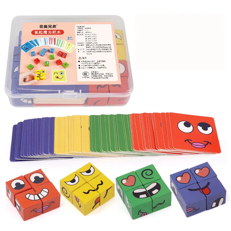 MEACAOFG Kids Face Change Expression Puzzle Building Blocks Montessori