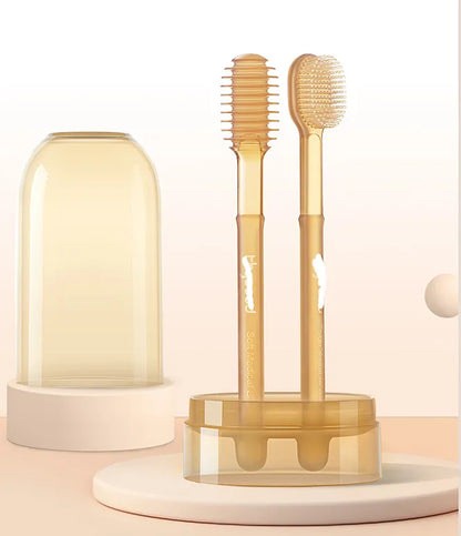 Soft Silicone Baby Toothbrush Set - Safe First Teeth Cleaning for Infants 0-6 Months